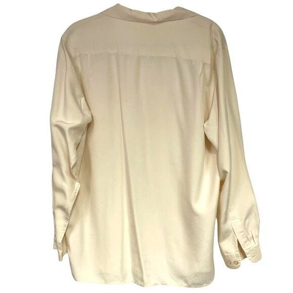 BROOKS BROTHERS Women’s Silk Button Front Shirt Sz 12 Ivory Long Sleeve Pockets - Picture 7 of 9
